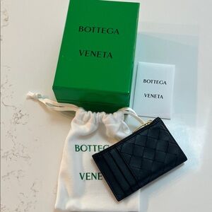 Bottega Veneta Black Woven Card Holder